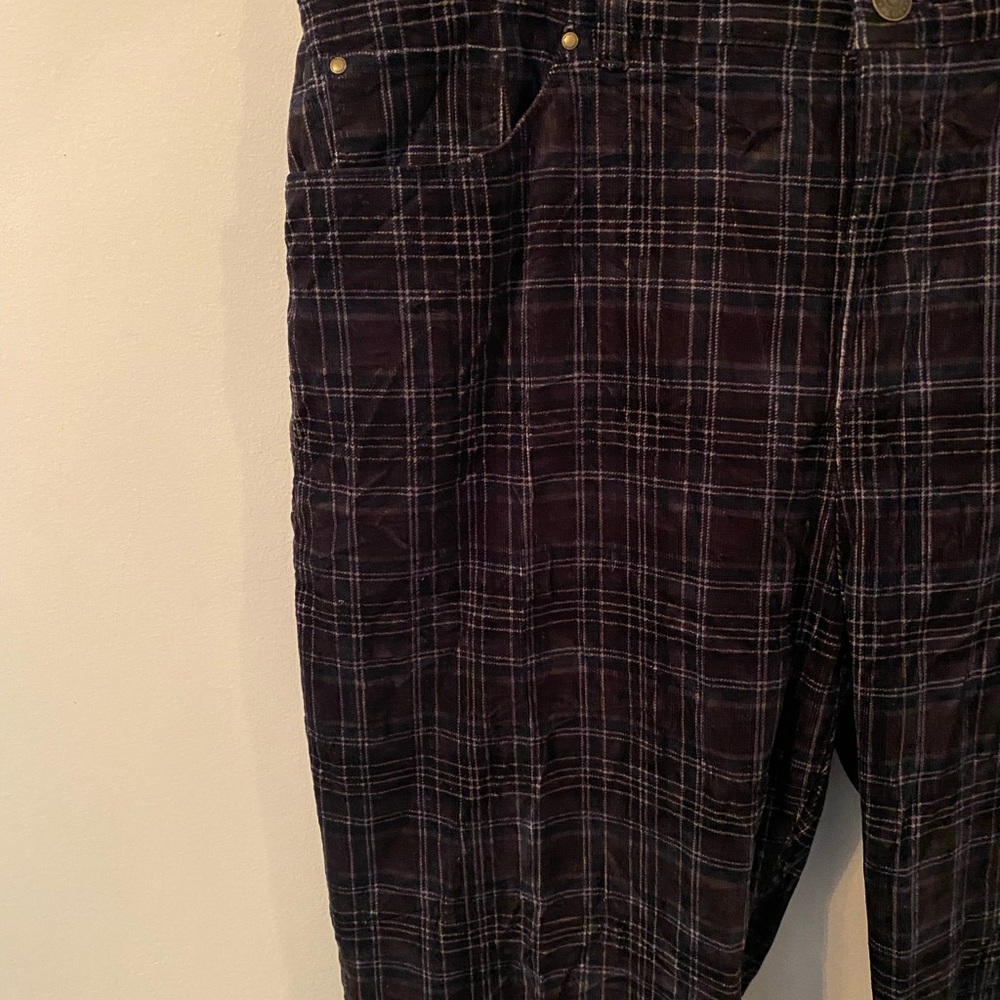 charter Club women’s black plaid corduroy . Straight leg size 16. - Picture 2 of 6